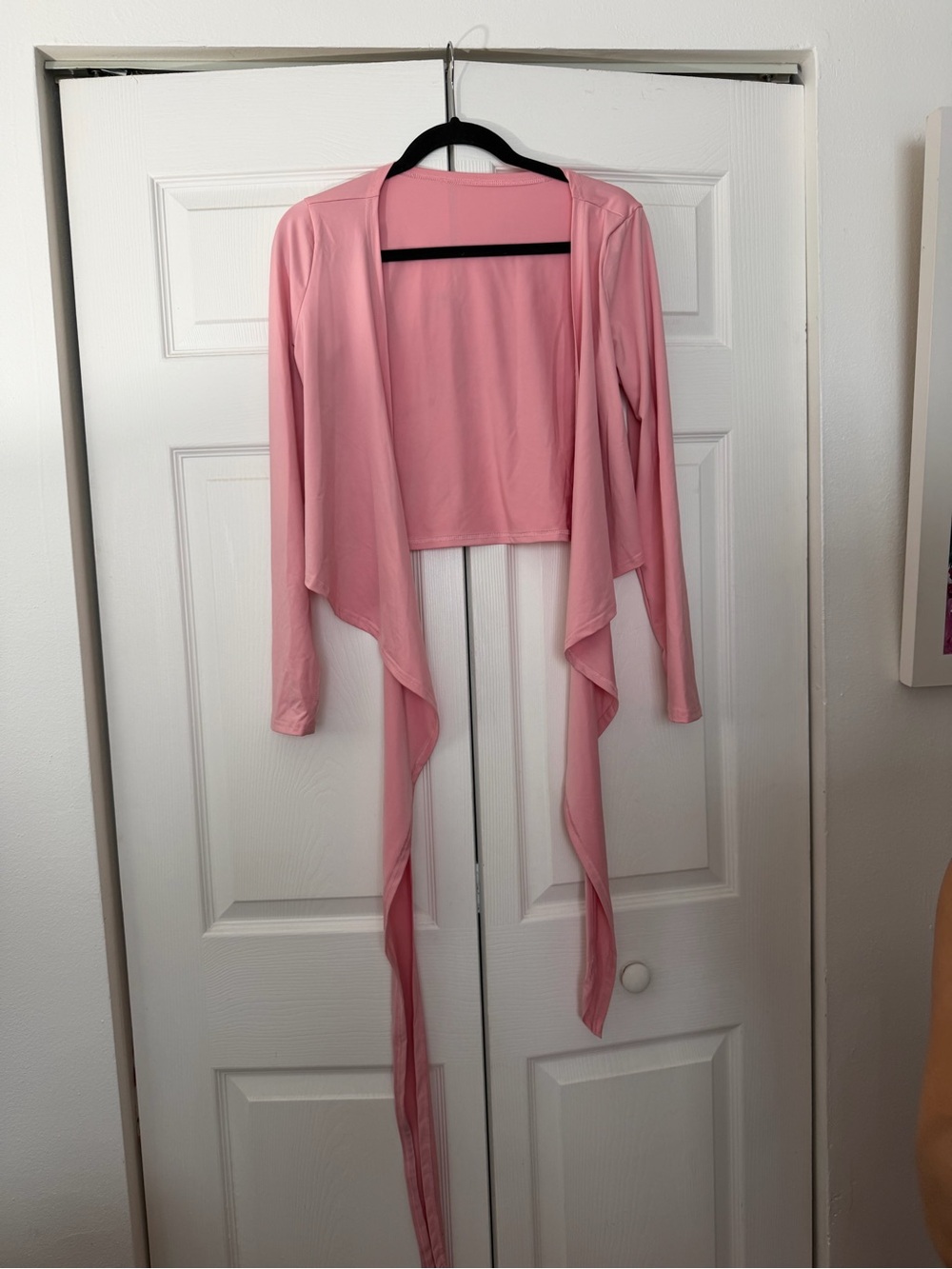 Women's Pink Draped Open-Front Cardigan